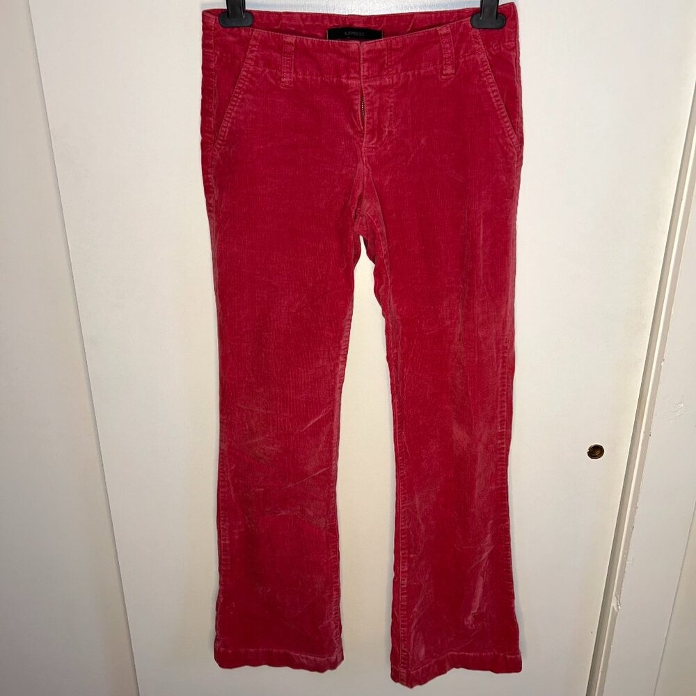 Hot Pink Express Corduroy Flared Pants Low Rise Size 0 Y2K Stretch pants
